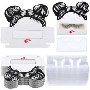 메이스 24피스 속눈썹 상자 케이스 빈 포장 벌크 보관 플라스틱 트레이가 있는 인조 홀더 여성에게 25mm