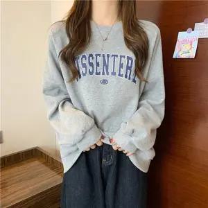 여성 레터링 디자인 오버핏 일상 긴팔 티셔츠 LK-T005