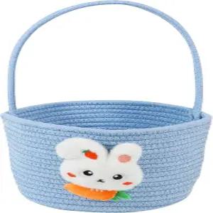 데레이 부활절 바구니 손잡이 귀여운 토끼 당근 달걀 사냥 파티 선물 사탕 보관소 선호 파란색