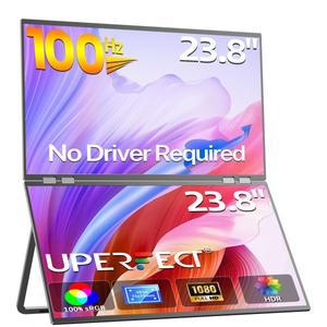 UPERFECT Delta Mega 23.8 100Hz 듀얼 스크린 스택형 컴퓨터 모니터 스피커 포함 노트북 데스크탑 PC MAC S
