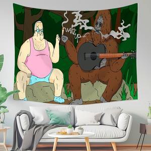 새시 사스콰치 빅 레즈 쇼 태피스트리: 재미있고 기발한 벽 장식, 폴리에스터 기숙사/집/야외 가볍고 쉽
