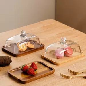버터 보관용기 케이크 사각+커버 스낵 디저트 트레이 유리커버 미니