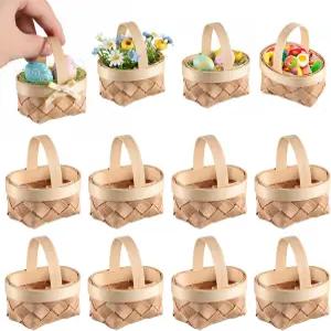 파티용 손잡이가 달린 24PCS 미니 직조 바구니는 공예품 장식을 결혼식 작은 농가 선호합니다