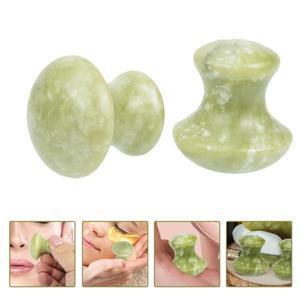 2개입 천연 옥 페이셜 롤러와 버섯 모양 구아샤 마사저 세트 얼굴, 눈가, 목 피부 탄력 및 휴식용