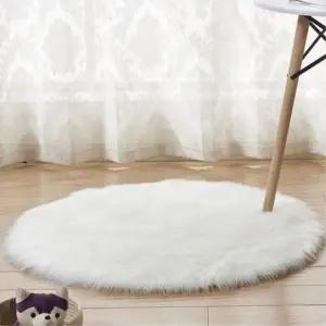 [에이치플러스몰]TBZ 포근한 감성 인테리어 원형 장모러그 화이트 거실