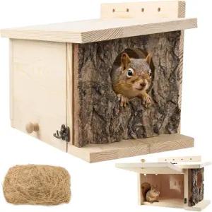 포식자 가드가 있는 다람쥐 둥지 상자 - 외부 위한 쉬운 조립 집 새 및 작은 동물을 나무