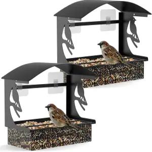 외부용 튼튼한 접착 후크가 있는 토니트루이 창문 새 모이통 궁극의 보기를 위한 사계절 금속 겨울 씨앗
