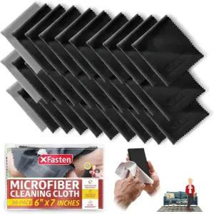 XFasten 극세사 클리닝 천 6인치 x 7인치 30개 안경 클리너 팩 휴대폰 화면 스크래치 제거기 LCD