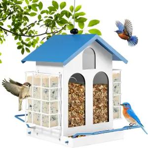 야외 걸이용 조류 공급기 튼튼한 금속 방수 지붕 이중층 스위트 케이지 대용량