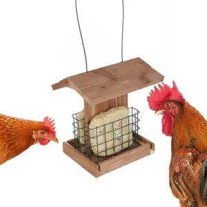 솔루션4Patio 미국 시더 치킨 수트 피더 수제 더블 케이지 케이크 홀더 청소 및 충전이 간편하고 쿱 필수품