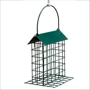 RICAUSISH 야생 조류 모이통 금속 지붕-스위트 케이크 케이지 새 야외 또는 정원 마당에 매달린 파티오