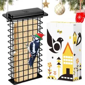 본 메탈 더블 스위트 피더 야외용 내구성 케이크 케이지 버드 우드피커용 더 높은 그리드가 있는 루프 대형