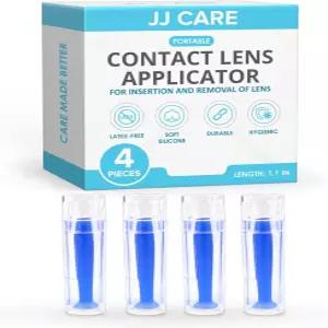 JJ CARE 콘택트 렌즈 어플리케이터 - 하드 제거기 흡입 도구 4개 팩 실리콘 고무 눈 플런저 투과성 제거