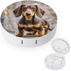 LZQPOEAS 패드 닥스훈트 콘택트 렌즈 케이스 누수 방지 휴대용 여행용 사이즈 귀여운 미러 데일리 비전