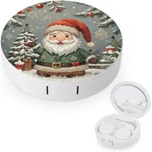 LZQPOEAS 귀여운 크리스마스 놈 콘택트 렌즈 케이스 누수 방지 휴대용 여행용 사이즈 미러 데일리 비전