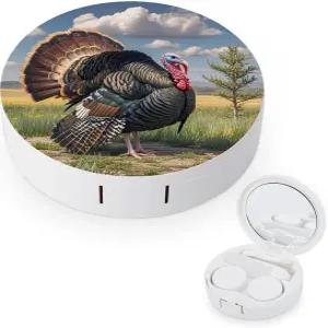 LZQPOEAS 크리스마스 칠면조 콘택트 렌즈 케이스 누수 방지 휴대용 여행용 사이즈 귀여운 미러 데일리 비전