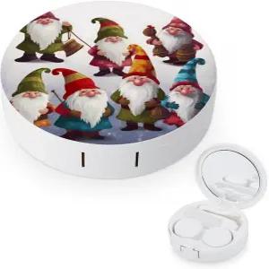 LZQPOEAS 크리스마스 재미있는 놈 콘택트 렌즈 케이스 누수 방지 휴대용 여행용 사이즈 귀여운 미러 데일리