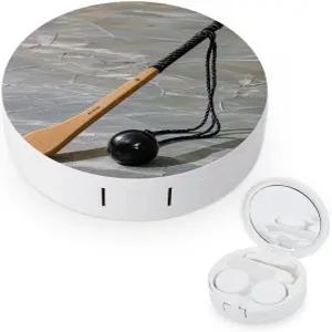 LZQPOEAS 하키 스틱 콘택트 렌즈 케이스 누수 방지 휴대용 여행용 사이즈 귀여운 미러 데일리 비전 케어 및