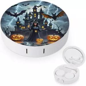 LZQPOEAS 마녀 야간 콘택트렌즈 케이스 누수 방지 휴대용 여행용 사이즈 귀여운 미러 데일리 비전 케어 및