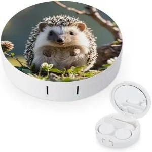 LZQPOEAS 사랑스러운 고슴도치 콘택트 렌즈 케이스 누수 방지 휴대용 여행용 사이즈 귀여운 미러 데일리