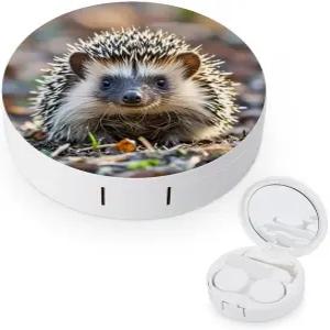 LZQPOEAS 고슴도치 콘택트 렌즈 케이스 누수 방지 휴대용 여행용 사이즈 귀여운 미러 데일리 비전 케어 및