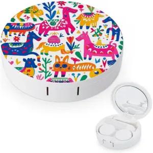 LZQPOEAS 멕시코 오토미 동물 콘택트 렌즈 케이스 누수 방지 휴대용 여행용 사이즈 귀여운 미러 데일리