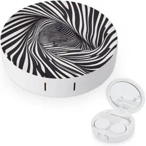 LZQPOEAS 얼룩말 프린트 콘택트 렌즈 케이스 누수 방지 휴대용 여행용 사이즈 귀여운 미러 데일리 비전