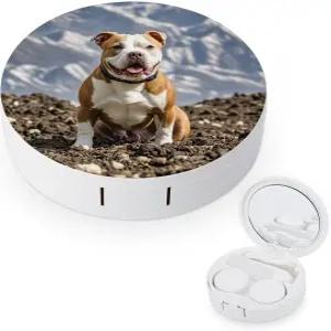 LZQPOEAS 핏불 개 콘택트 렌즈 케이스 누수 방지 휴대용 여행용 사이즈 귀여운 미러 데일리 비전 케어 및