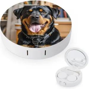 LZQPOEAS 로트와일러 개 혀 머리 콘택트 렌즈 케이스 누수 방지 휴대용 여행용 사이즈 귀여운 미러 데일리