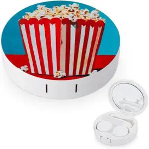 LZQPOEAS 팝콘 프린트1 콘택트렌즈 케이스 누수 방지 휴대용 여행용 사이즈 귀여운 미러 데일리 시력 관리