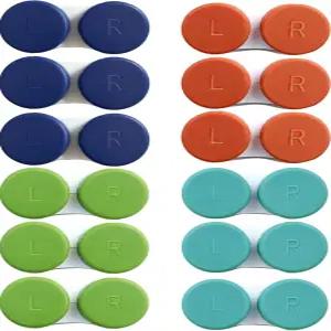 VizWqm 12팩 매트 웜톤 콘택트렌즈 케이스 깊은 색상 누출 방지 휴대용 미니 홀더 남성 여행용 가정용