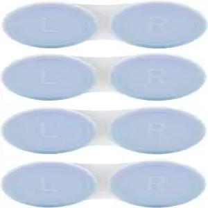 여행 일상 사용을 위한 바순 4팩 콘택트 렌즈 케이스 용액 담금 교체 키트 파란색