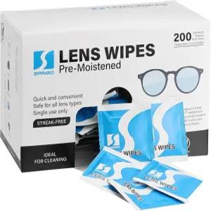 안경용 렌즈 물티슈 미리 적신 개별 포장 클리너 선글라스용 클리닝 카메라 고글 및 기타 광학 200개