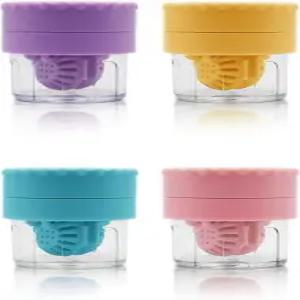 바순 콘택트렌즈 케이스 2 in 1 수동 세척기 클리너 보관 휴대용 사이즈 용액 담금 용기 여행 일상 사용