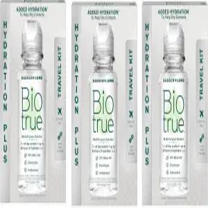 바이오트루 콘택트렌즈 솔루션 소프트 다목적 렌즈 케이스 포함 2 FL OZ 여행용 사이즈 3팩