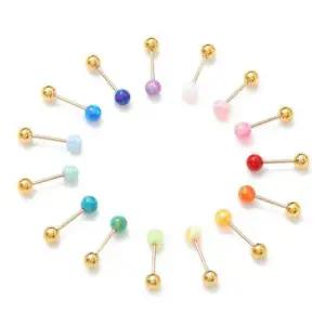 여자피어싱 금침 컬러 오팔 볼 포인트 골드 피어싱 14K