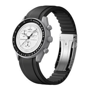 오메가 스와치용 FKM 고무 시계 스트랩 20mm, 퀵 릴리스 접이식 버클 소프트 불소 유니버설 20mm 22mm 컷-투-사이즈 내구성 교체 밴드 남성용