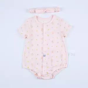 [달퐁]큐비앤맘 레빗가든 반팔 바디슈트 헤어밴드 세트 아기외출복