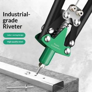 수동 리벳건 헤드 세트, 금속, 플라스틱 및 가죽용 헤비듀티 원핸드 어댑터 너트 배터리 네일러 리베터