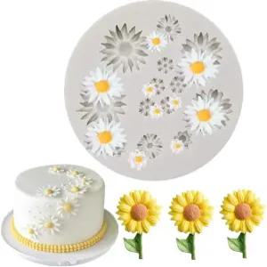 회색 귀여운 꽃 실리콘 몰드 데이지 모양 폰던트 캔디 미니 플라워 초콜릿 케이크 장식 컵케이크 토퍼 퍼지