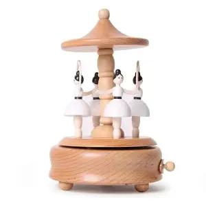 조카 원목 우드 오르골 발레리나 태엽 나무 회전 뮤직박스 크리스마스