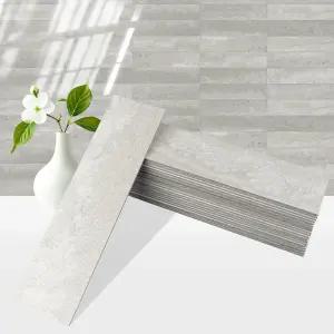 오야시미 4피스 라이트 그레이 스톤 필 앤 스틱 백스플래시 타일 2 x 8 PVC 서브웨이 주방/목욕실/소방관용