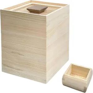 뚜껑과 계량컵이 있는 ELEMTS 나무 쌀 저장 용기 13파운드(5.8kg) - 곡물 콩 건조 식품