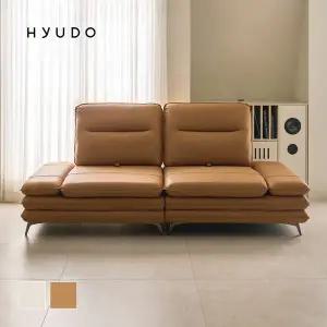 [휴도]사유의 동백 2400 헤드틸팅 모듈 카멜 화이트 스윙 가죽 소파 3인