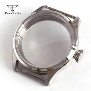 호환 42mm 파일럿 스타일 스테인레스 스틸 식 수동 와인딩 시계 케이스 사파이어 핏 ETA6497 6498 ST3600 S