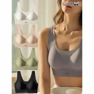 [하프클럽/핑크룩]여성 심리스 베리 밀착핏 볼륨 브라탑 데일리 노와이어