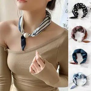 [하프클럽/옷자락]여자 패턴 포인트 12컬러 넥 진주 스카프