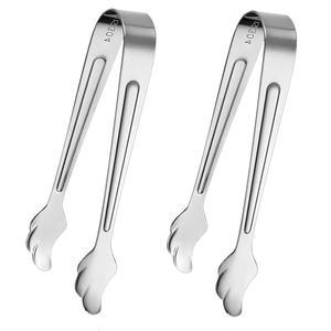 애피타이저용 미니 집게 2팩, 10 4cm 4 16인치 스테인리스 스틸 아이스 집게, 미니 설탕 집게, 커피 바, 티 파티, 디저트 파티, 설탕 및 아이스 버킷용 실버