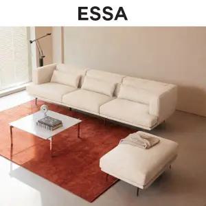 [에싸] 코르티나 4인 리브 패브릭 소파+스툴+막대쿠션3개