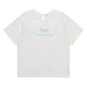 [소이] 여아 프릴 카라 레터링 반팔 티셔츠 22M1463_IV [P003792470]